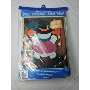 Vintage Snowman Yard Flag 3-D Nylon, 2001, Door Fence Hanging Flag 30x 40" NEW